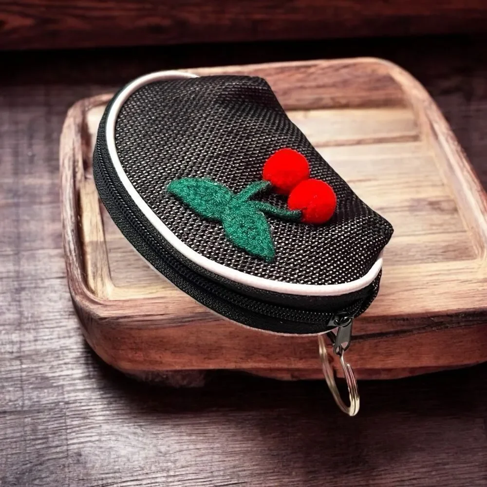 Red Strawberry Black Coin Purse Keychain